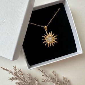18K Gold Plated Sun Pendant Necklace